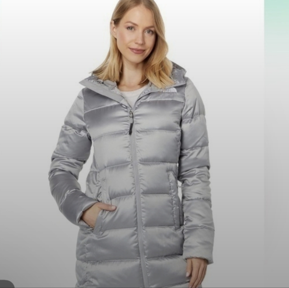 The North Face GOTHAM Parka- 550 DOWN Metallic Gray Puffer Jacket